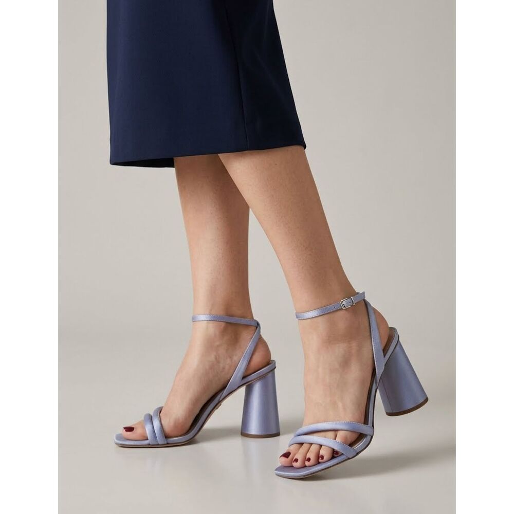 Sam Edelman Heeled Sandal 10 Strappy Minimalist Wedding Satin Lilac Blue Kia